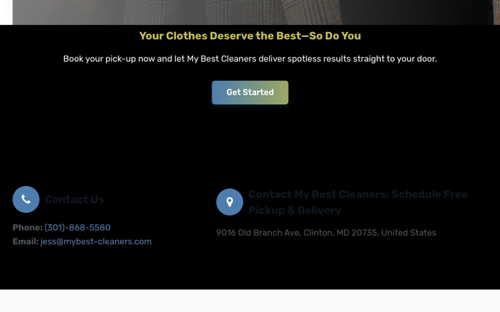 My Best Cleaners Pickup and delivery conversion path