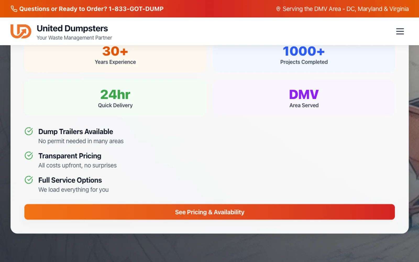 United Dumpsters Service and pricing content