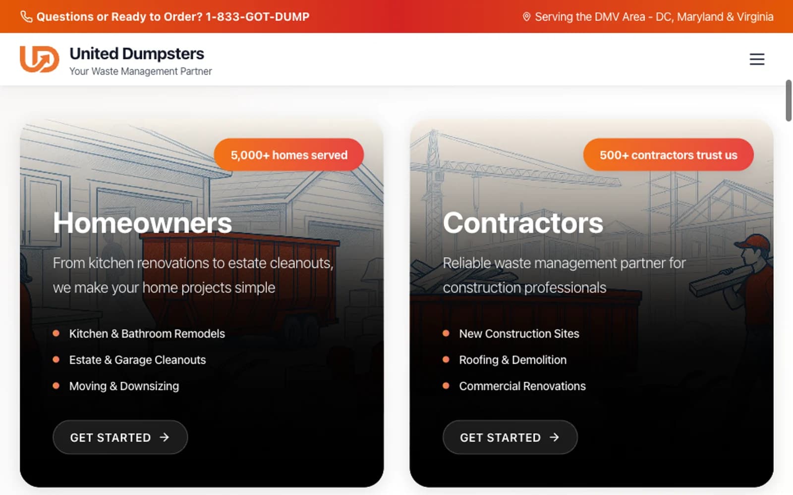 United Dumpsters Customer and vendor workflow positioning
